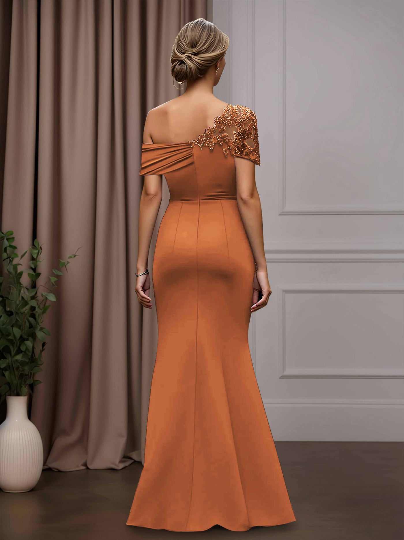 One-Shoulder Mother-of-the-Bride Dress