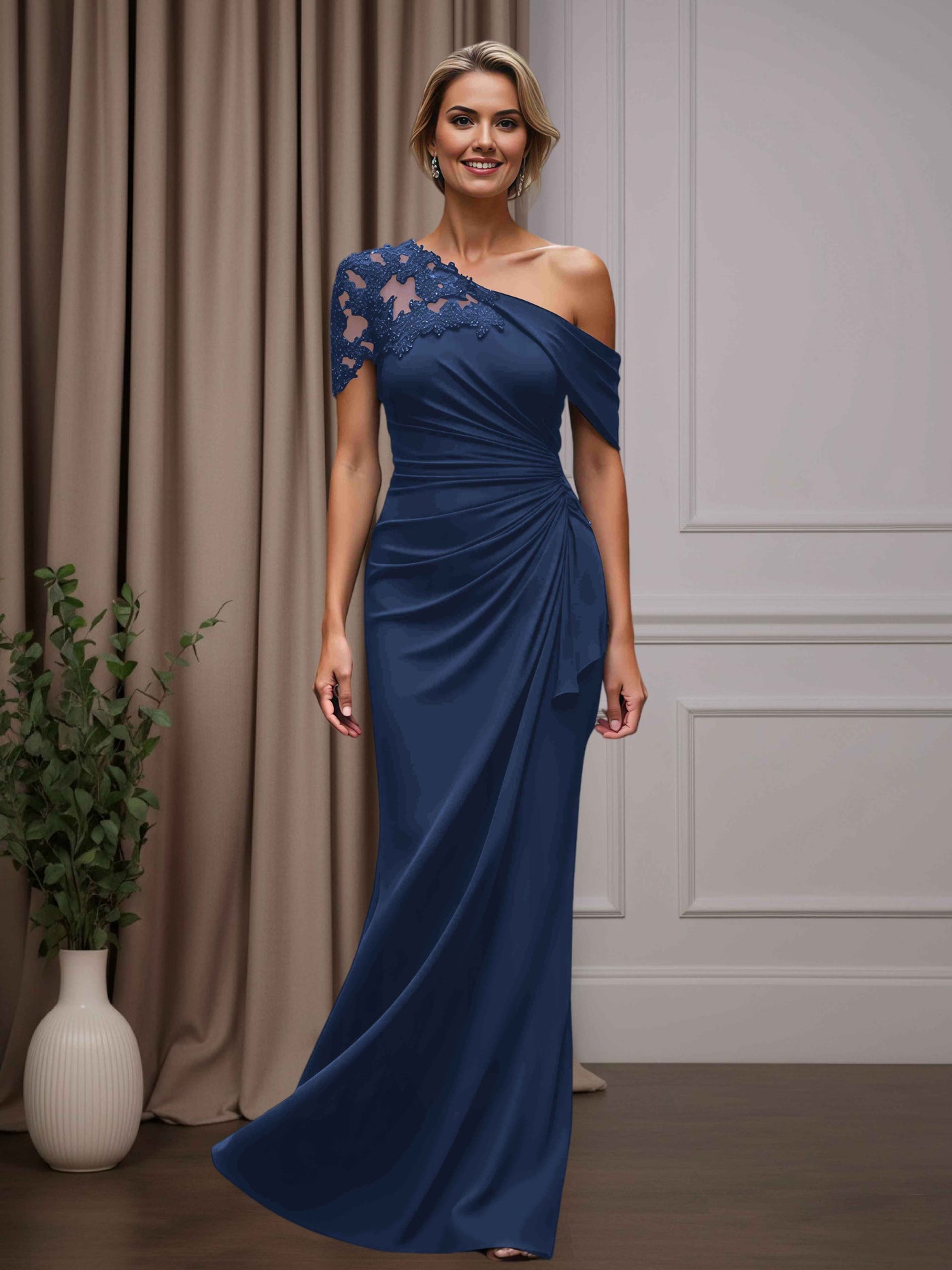 One-Shoulder Mother-of-the-Bride Dress