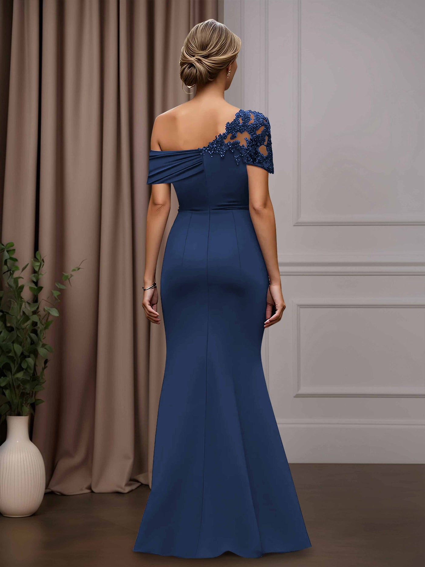 One-Shoulder Mother-of-the-Bride Dress