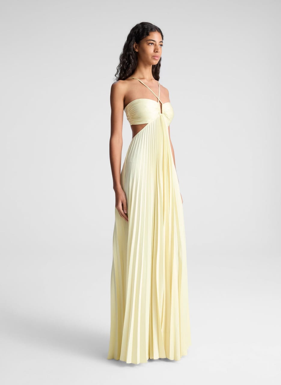 Strapless Pleated Occasion Maxi Dress