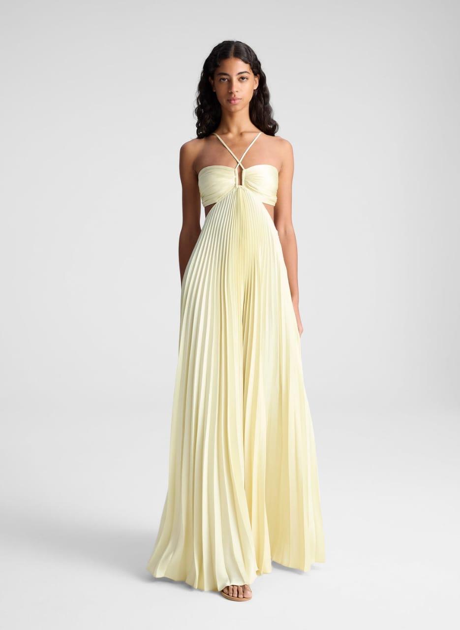 Strapless Pleated Occasion Maxi Dress