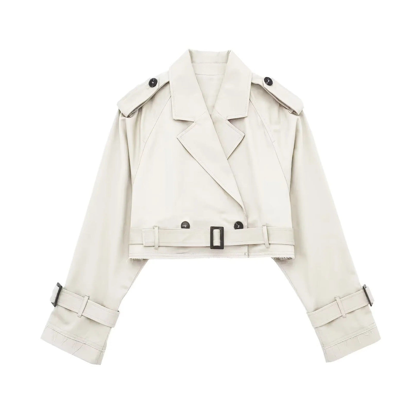 Cropped Belted Trench Coat