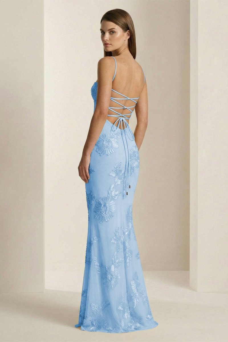 Floral Embroidered Prom Maxi Dress
