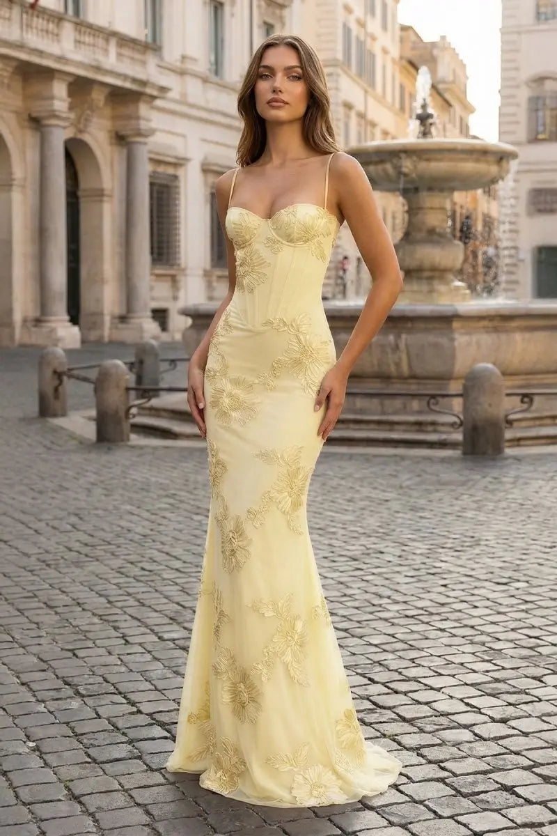 Floral Embroidered Prom Maxi Dress