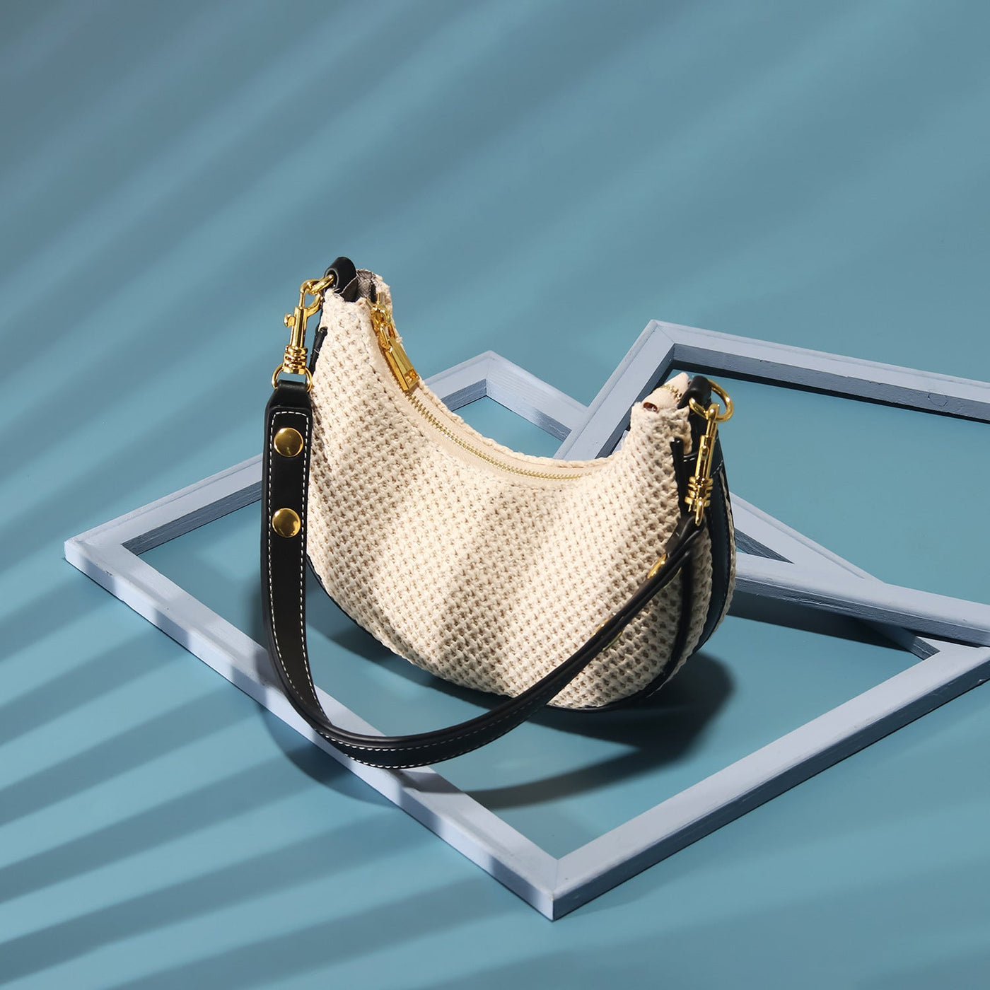 Structured Straw Shoulder Bag