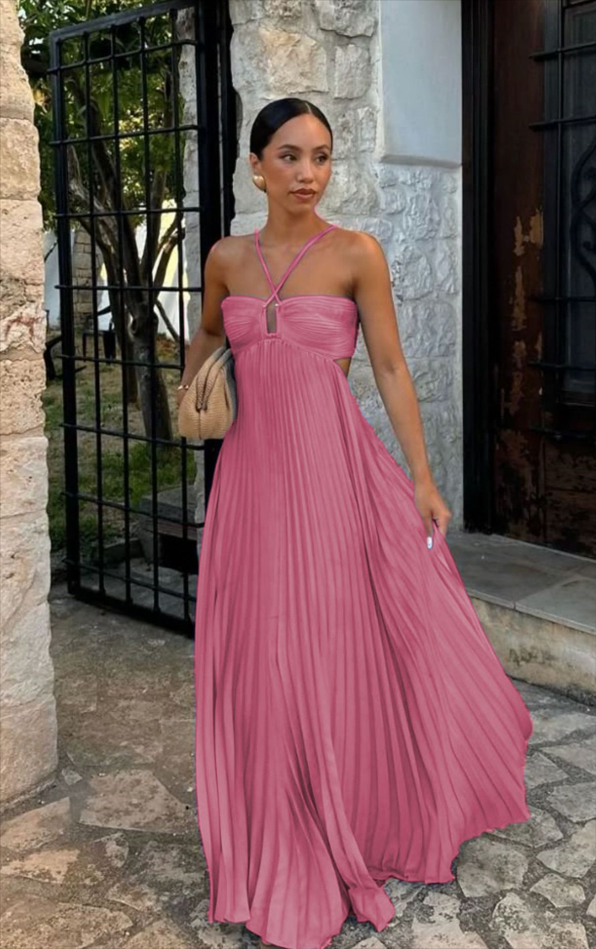 Strapless Pleated Summer Maxi Dress