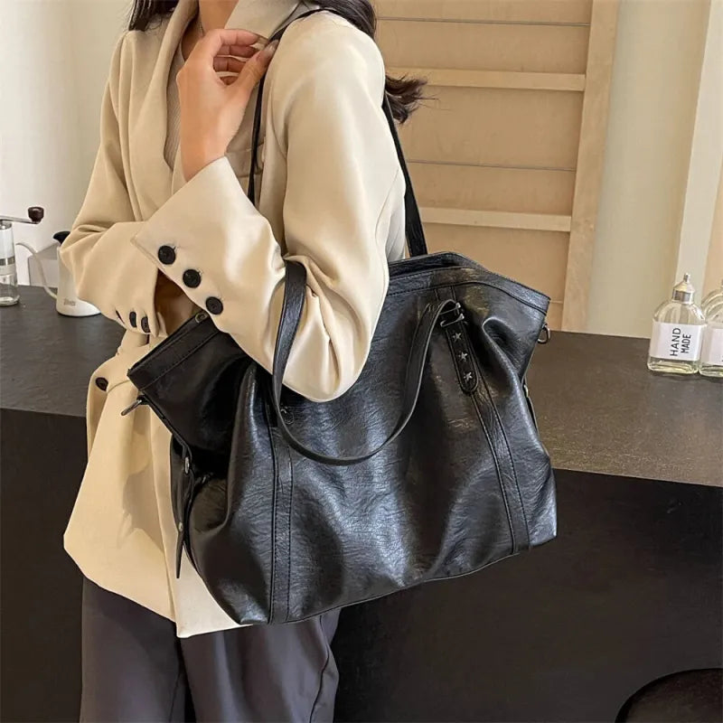 Large Soft Crossbody Tote Bag