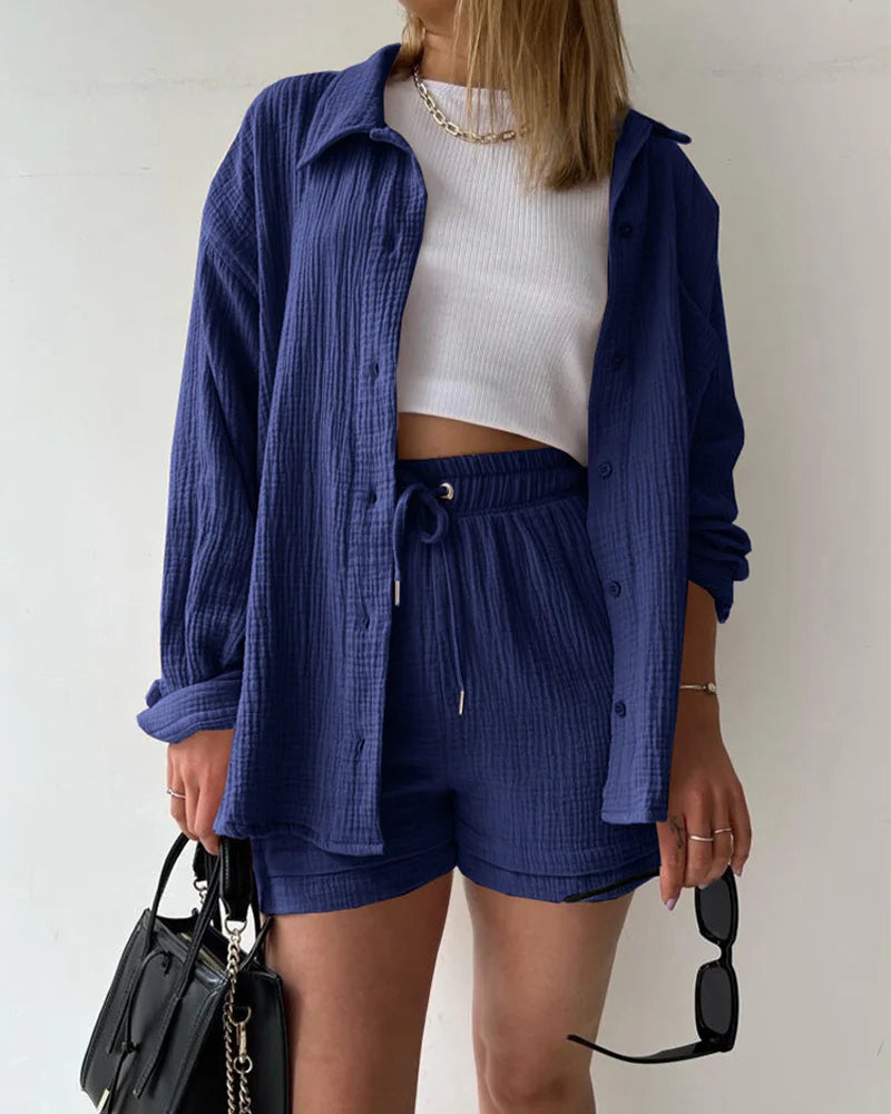 Long-Sleeve Shirt and Shorts Set