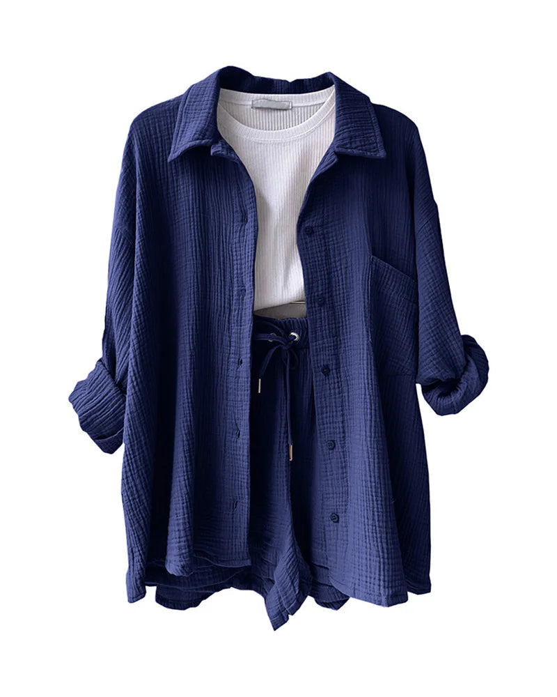 Long-Sleeve Shirt and Shorts Set