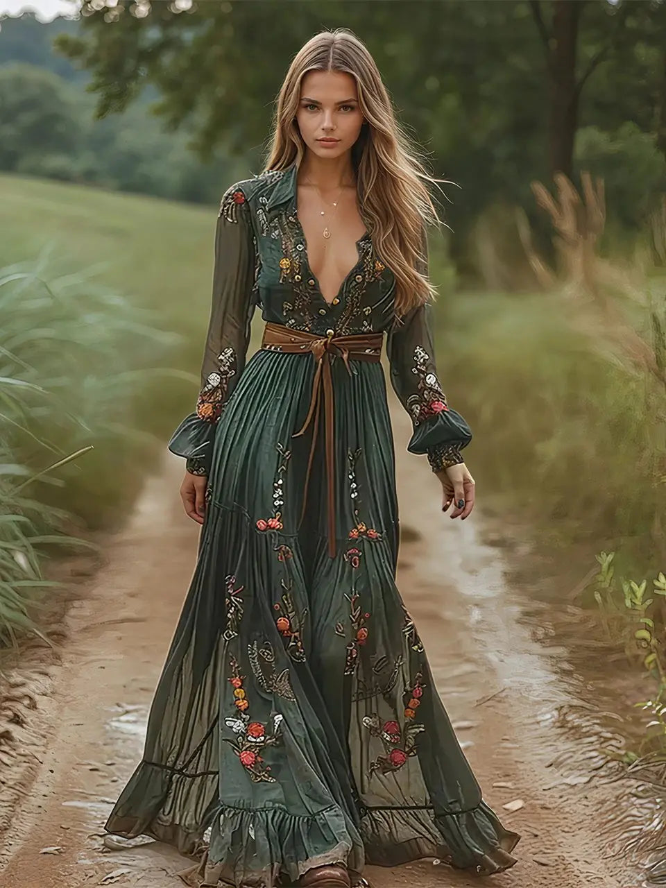 One-Shoulder Floral Maxi Dress