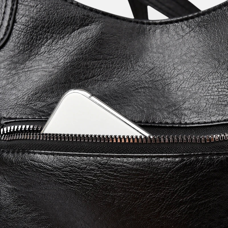 Large Retro Multi-Pocket Shoulder Bag