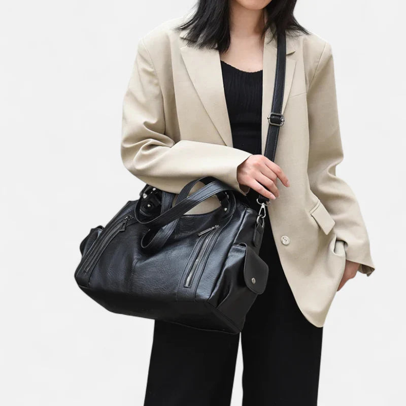 Large Retro Multi-Pocket Shoulder Bag
