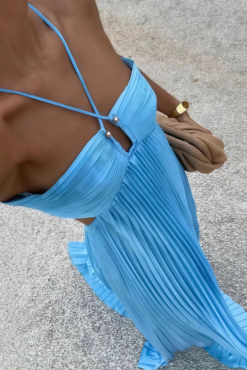 Strapless Pleated Summer Maxi Dress