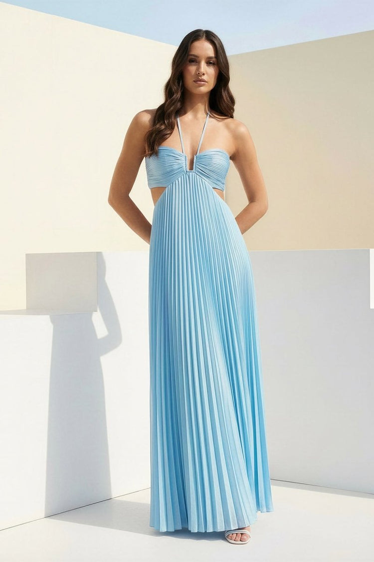 Strapless Pleated Summer Maxi Dress