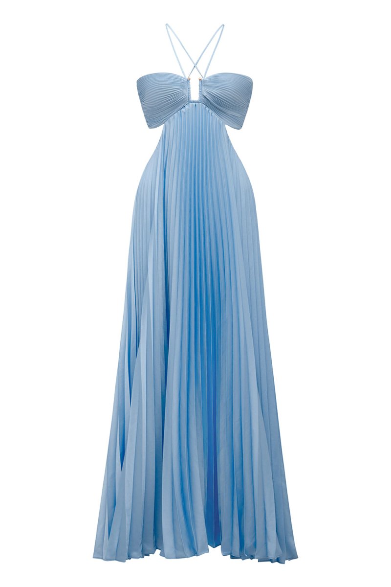 Strapless Pleated Summer Maxi Dress