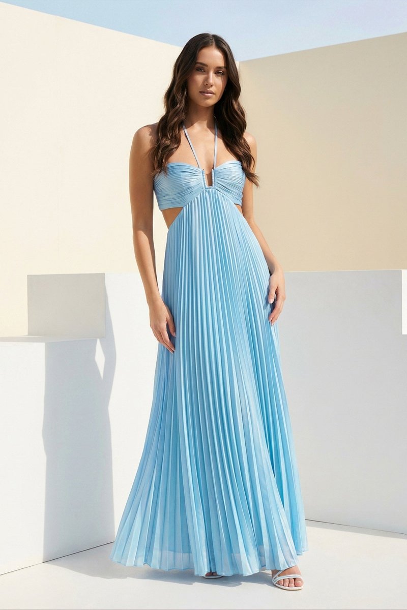 Strapless Pleated Summer Maxi Dress